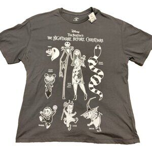 Disney The Nightmare Before Christmas Tim Burton Womens Grey Print Large T-Shirt